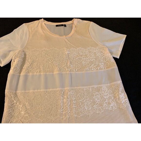 APT.9 Womens Cream Lace Trim T-Shirt Size Large - Picture 3 of 11